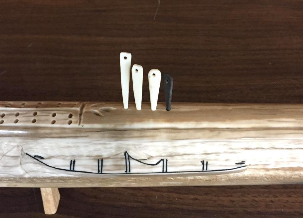 Hand Carved Fossilized Ivory Cribbage Board