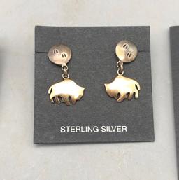 Five Pairs of Lovely Sterling Silver Earrings