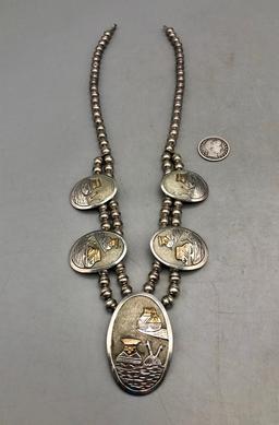 Pottery Themed Sterling Silver Necklace Set