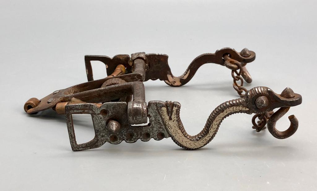 Antique Silver Inlay Spade Bit- Snakes