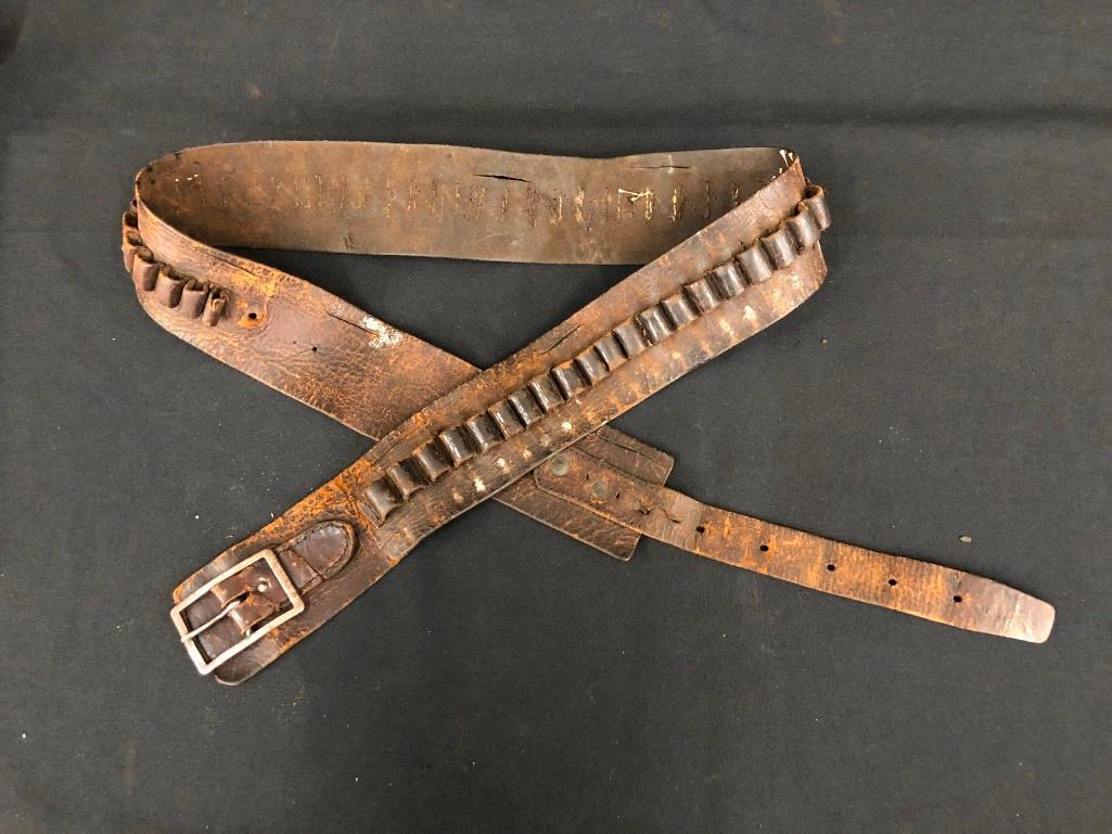 Antique Express Mail Bag and Leather Gun Belt