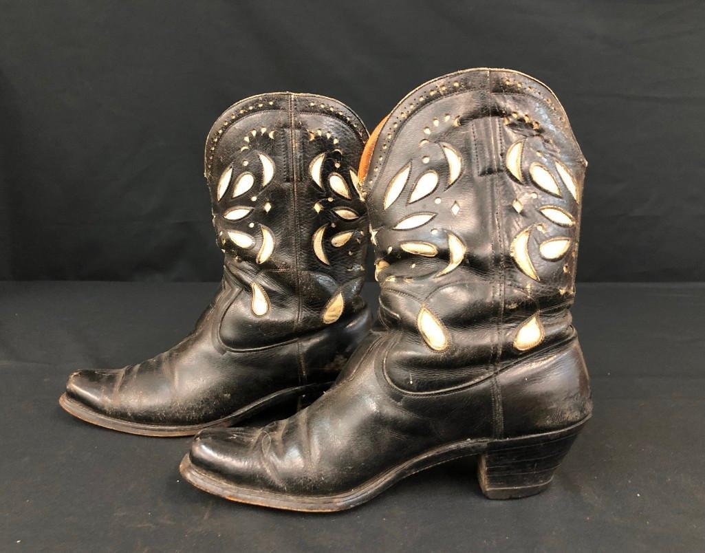 Circa 1930s Men's Black Cowboy Boots