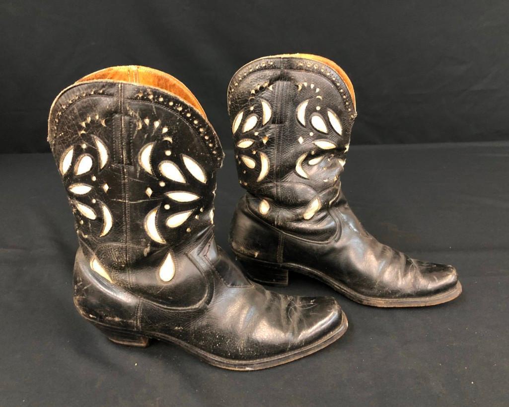 Circa 1930s Men's Black Cowboy Boots