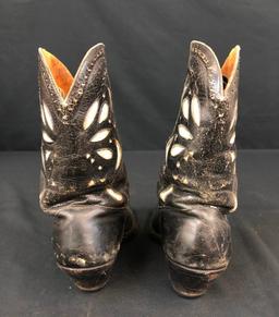 Circa 1930s Men's Black Cowboy Boots