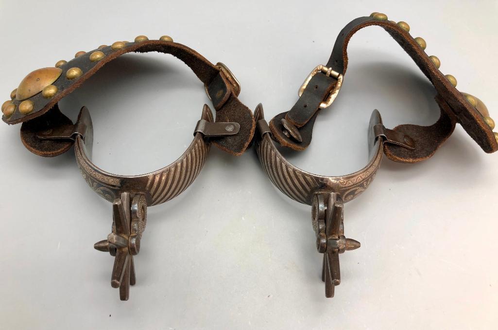 Antique Mexican Spurs with Spotted Straps