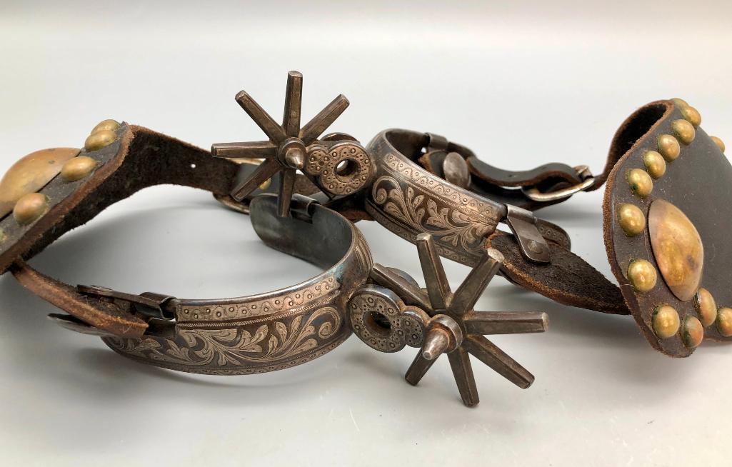 Antique Mexican Spurs with Spotted Straps