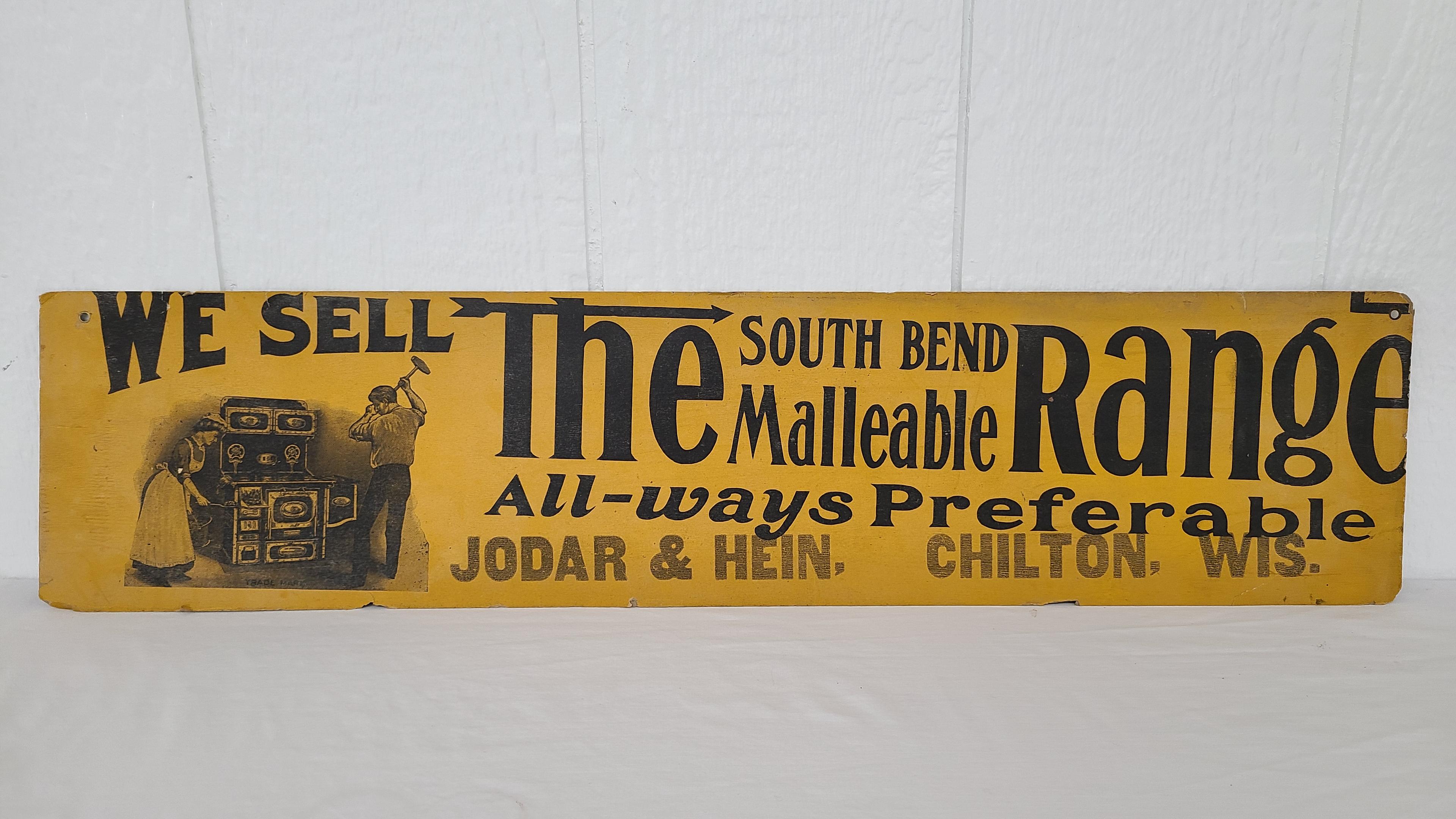 "The Southbend Mallable Range" Cardboard Sign