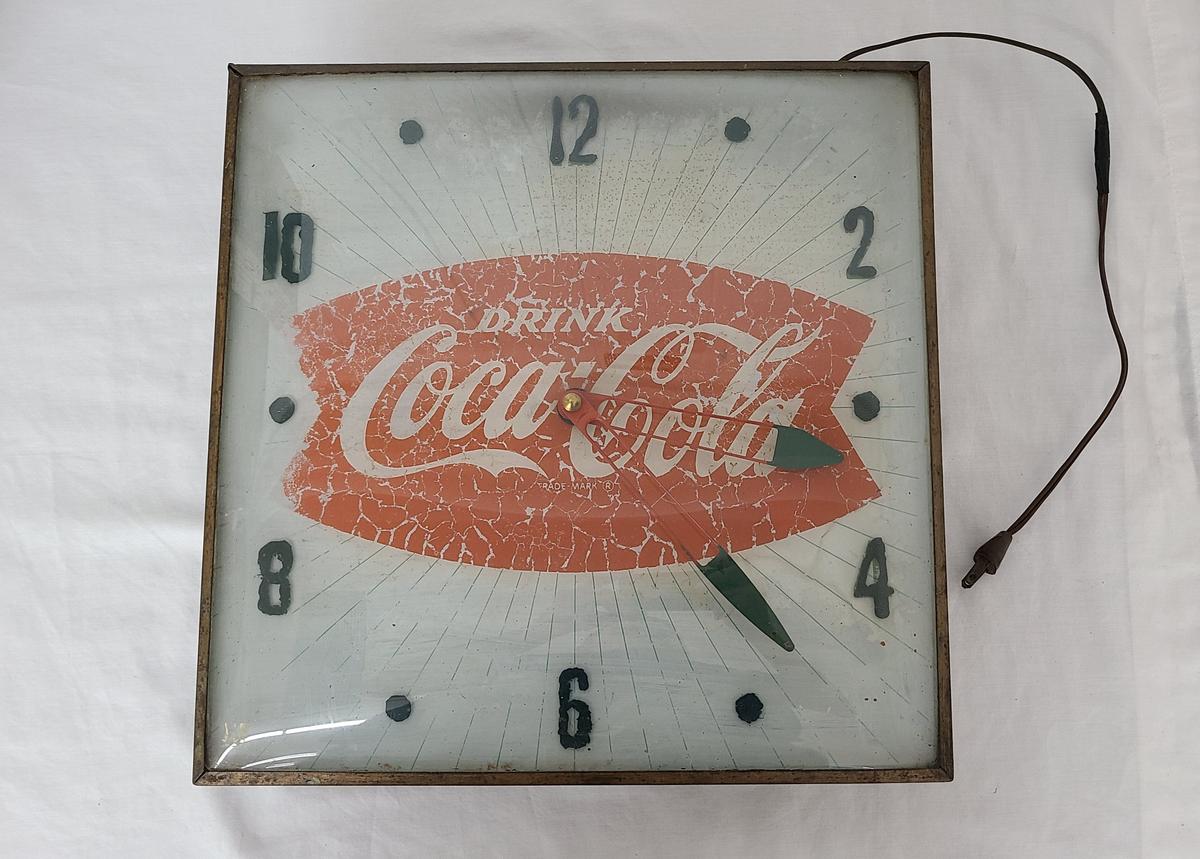 Lighted Glass Coca-cola Clock