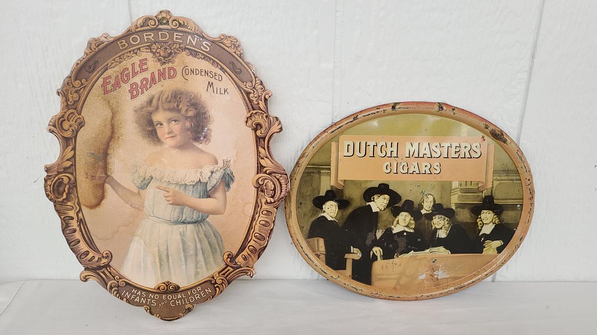 Bordens Milk Cardboard & Dutch Masters Cigar Sign