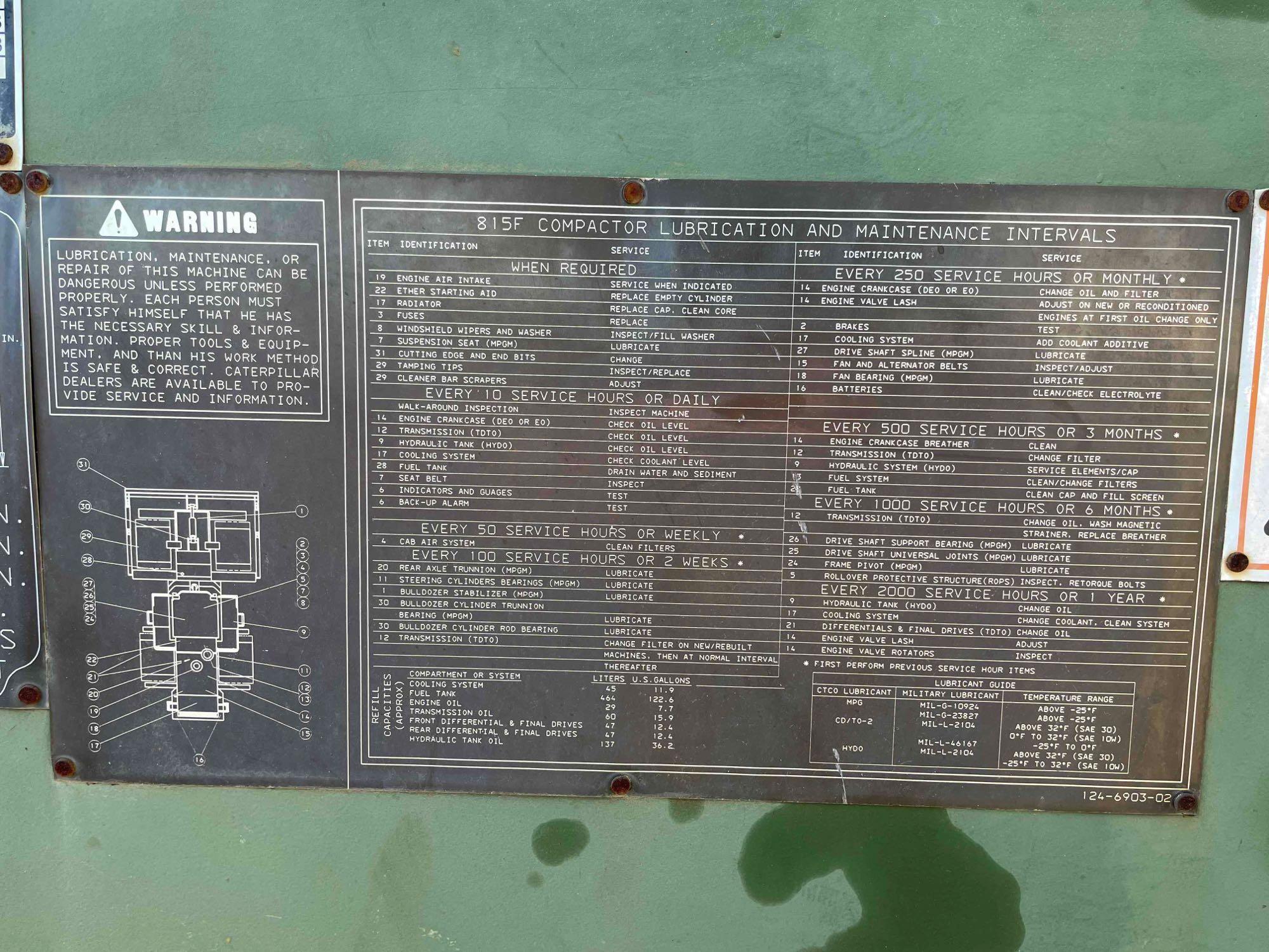 2000 Caterpillar 815F Padfoot Compactor