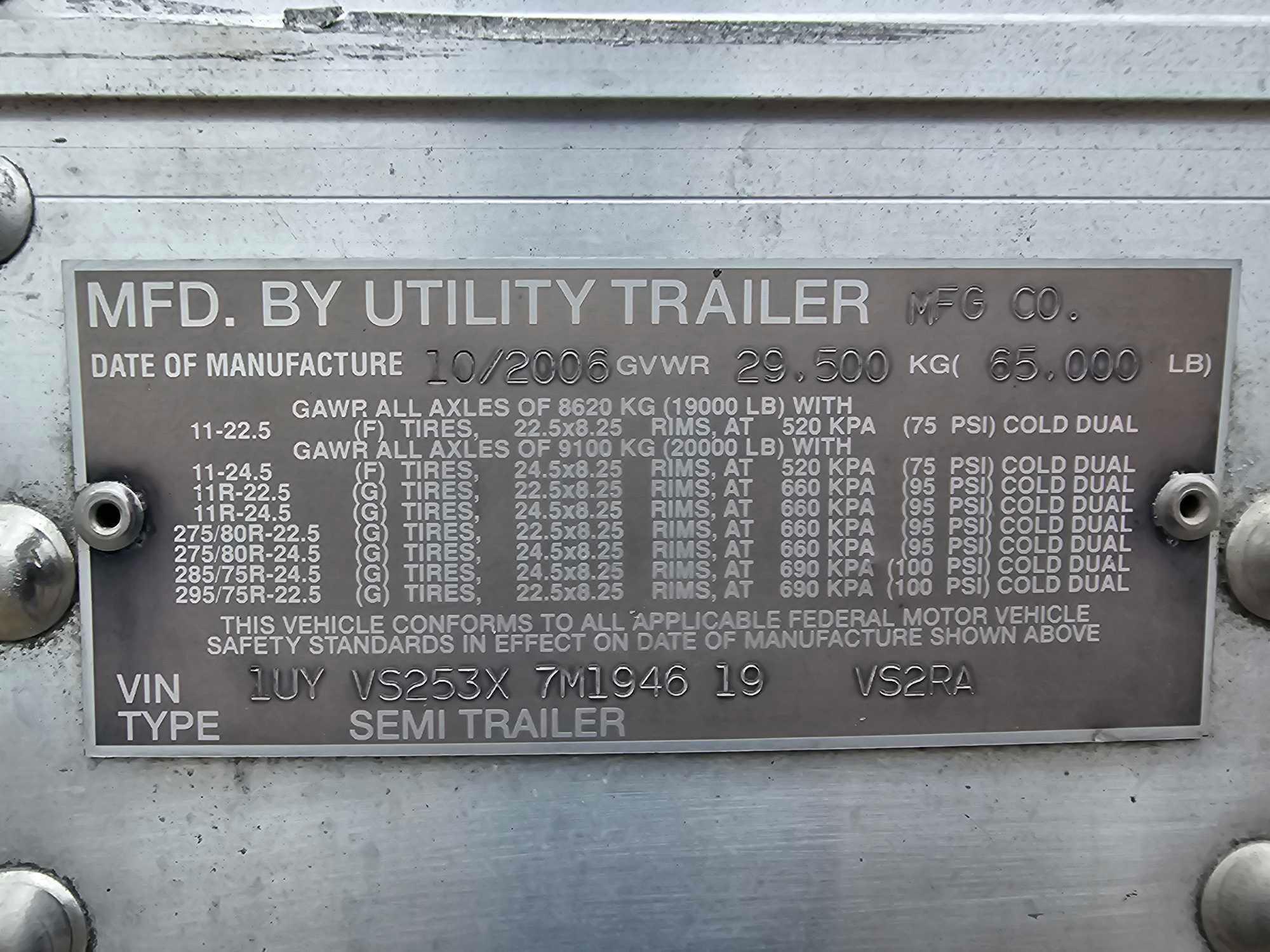 2007 Utility Trailer 53 Foot Reefer Trailer