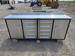 NEW/UNUSED 2024 Steelman 7FT Work Bench with 10 Drawers & 2 Cabinets