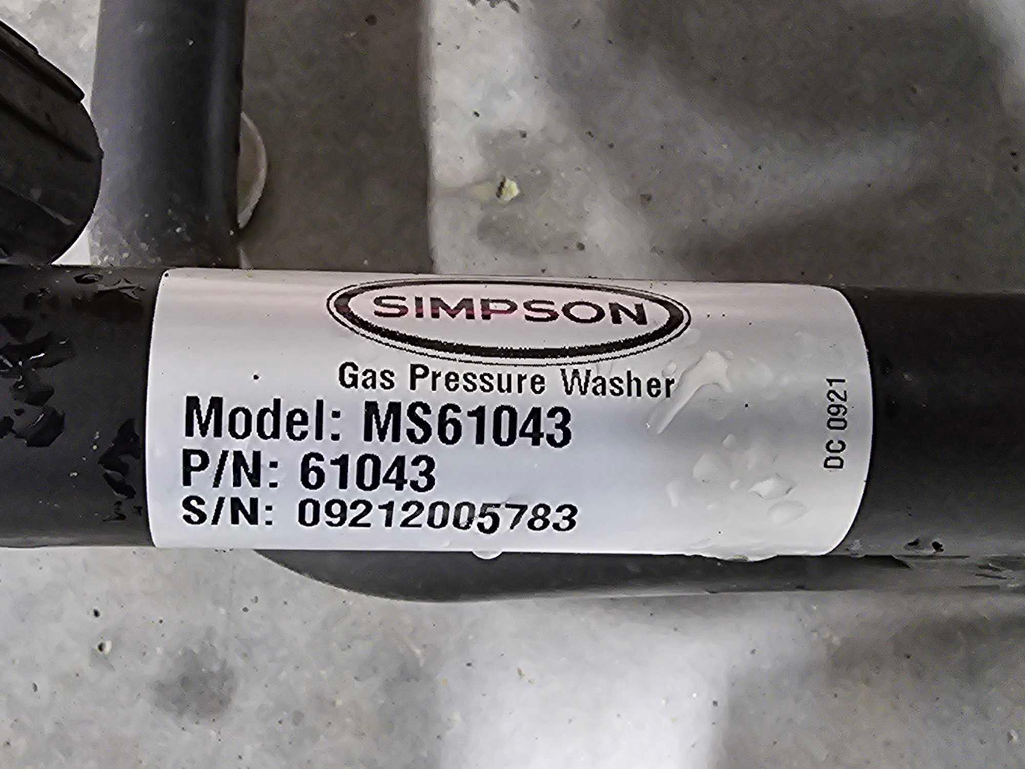 NEW/UNUSED Simpson Megashot MS61043 Pressure Washer