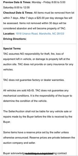 Traditions Auction Terms