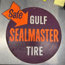 Round Metal Gulf Sealmaster Sign 16"