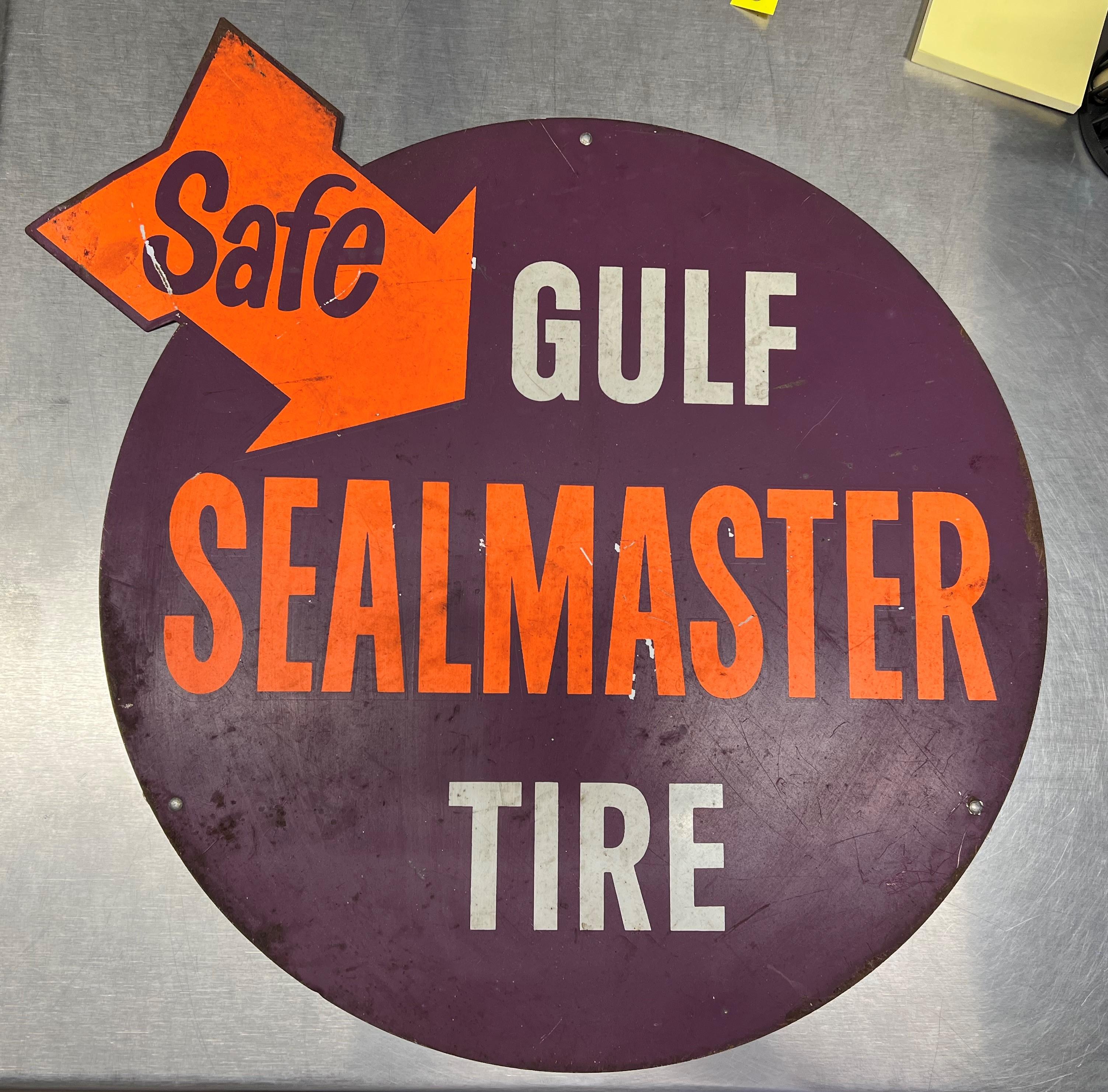 Round Metal Gulf Sealmaster Sign 16"