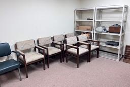 (6)office chairs/green chair/(3)plastic shelves