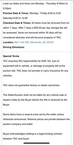 Traditions Auction Company LLC Terms