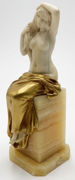 Louis Barthelemy Gilt Bronze Sculpture Of Nude.