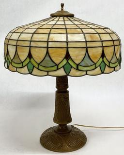 Older Leaded Stained Glass Table Lamp.