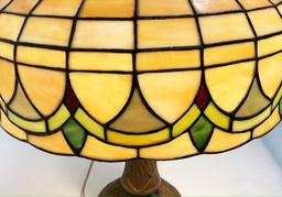 Older Leaded Stained Glass Table Lamp.