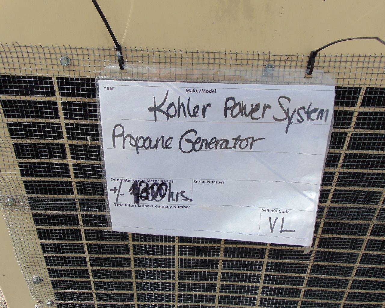 KOHLER Power System Propane Generator, s/n:0662068