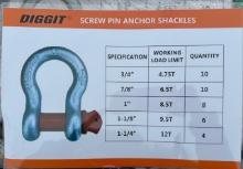 NEW! DIGGIT Screw Pin Anchor Shackles (38 to lot)