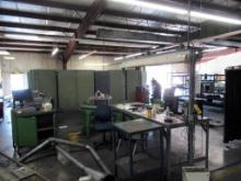 LOT CONSISTING OF: shipping & receiving shelves, desks, metal cabinets, drawers (Located at:
