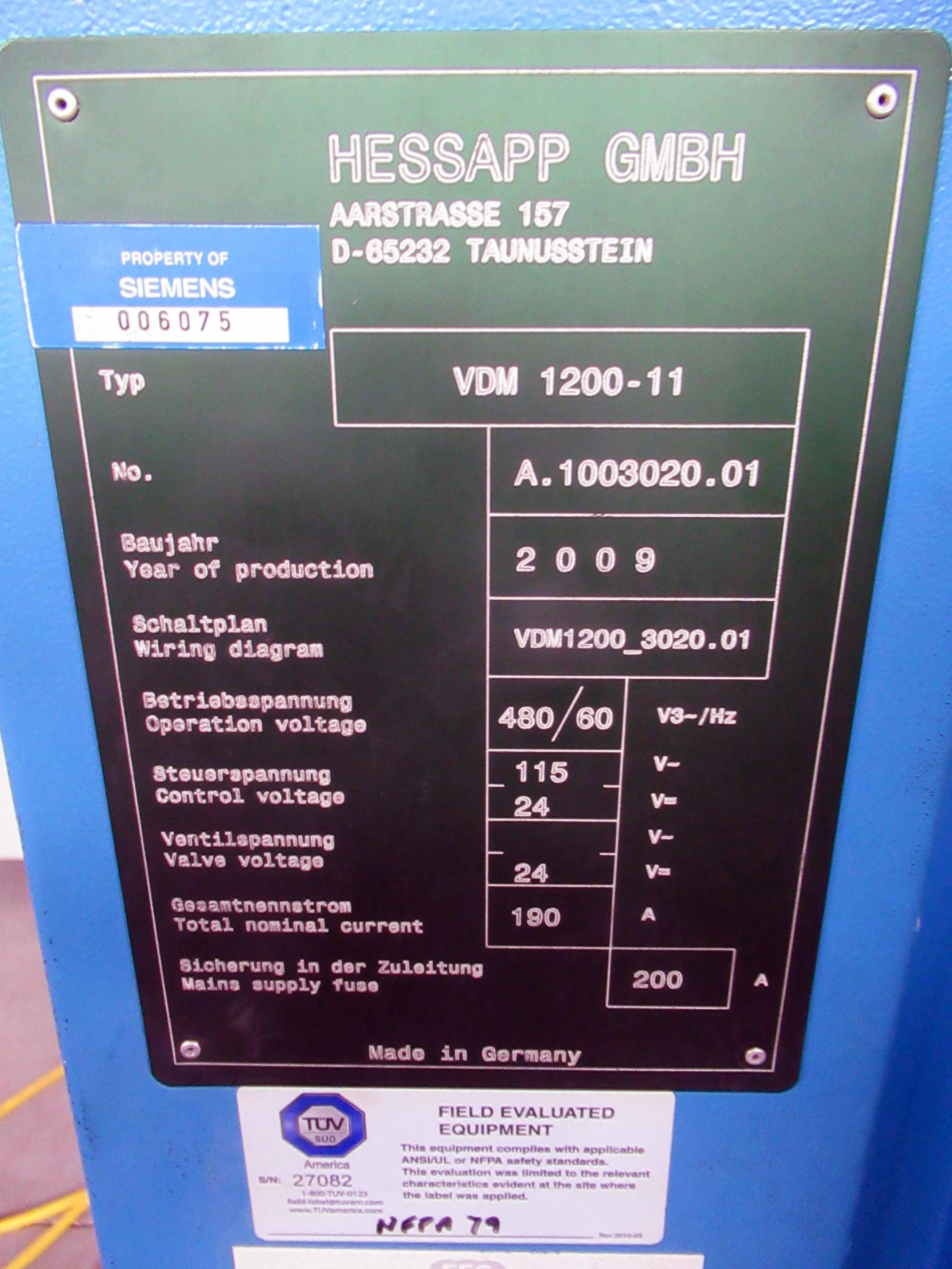 VERTICAL TURNING CENTER, HESSAPP MDL. VDM1200-11, new 2009, Siemens 840D co