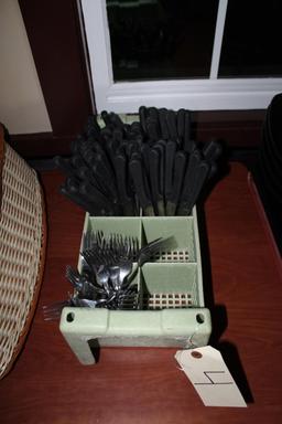 Crate of Steak knives & flatware