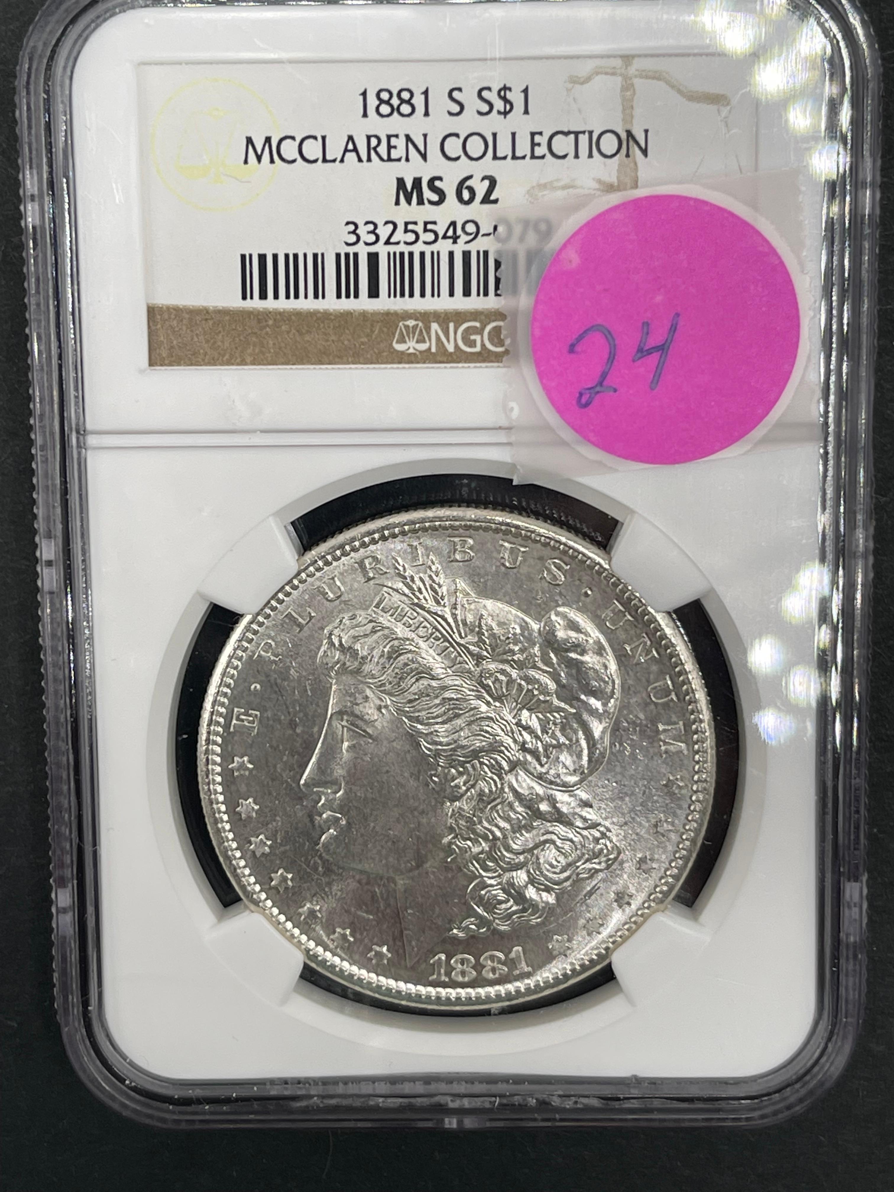 1881 S Morgan Dollar MS62, NGC Grade