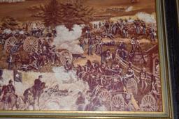 Print of painting of battle, probably Pickett's Charge at Gettysburg