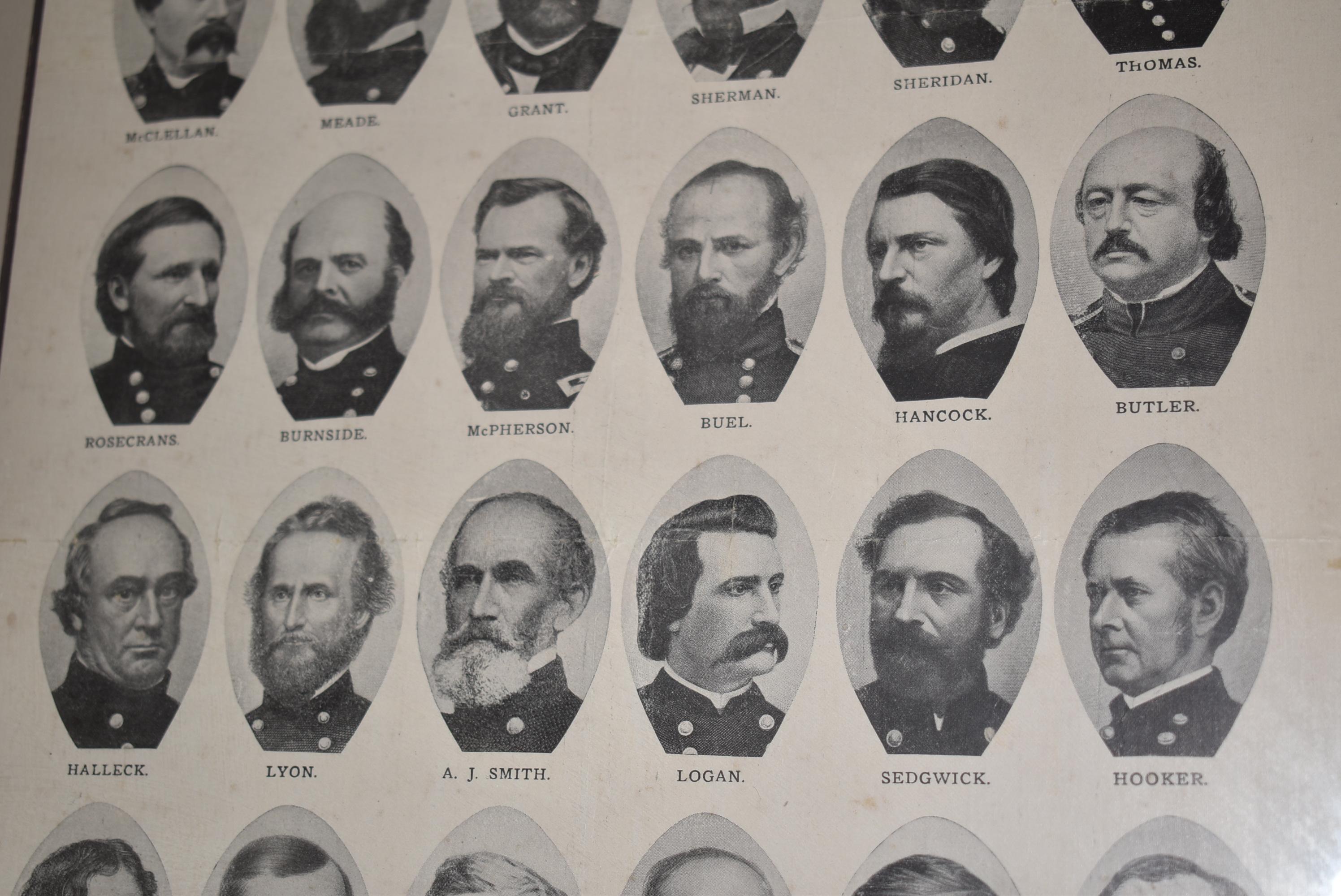 “Our Old Commanders”.  Print of 36 portraits of various Union Generals