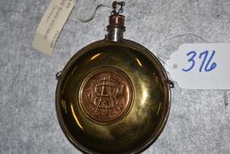 Brass miniature Civil War canteen with "G.A.R." medallion set in front