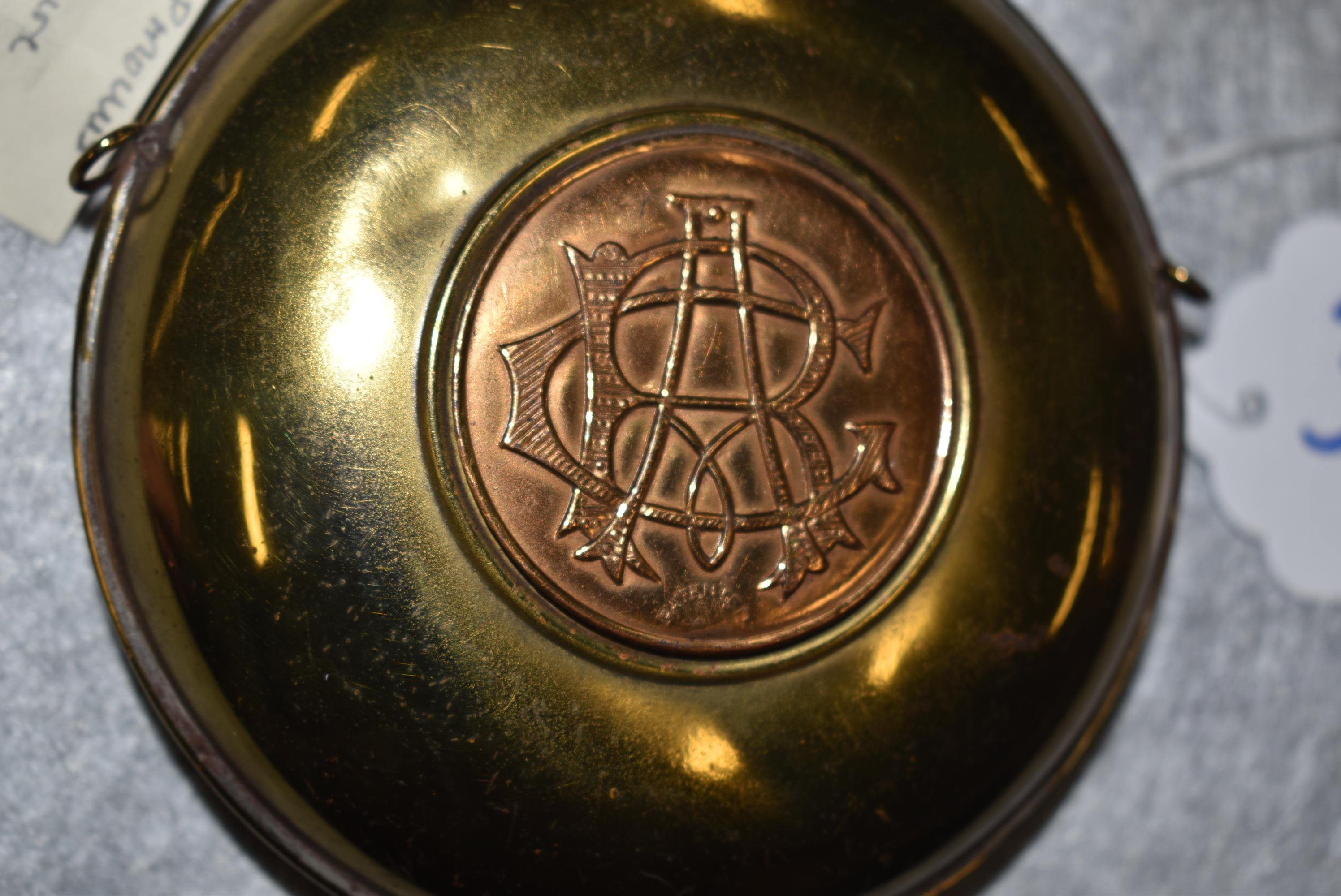 Brass miniature Civil War canteen with "G.A.R." medallion set in front