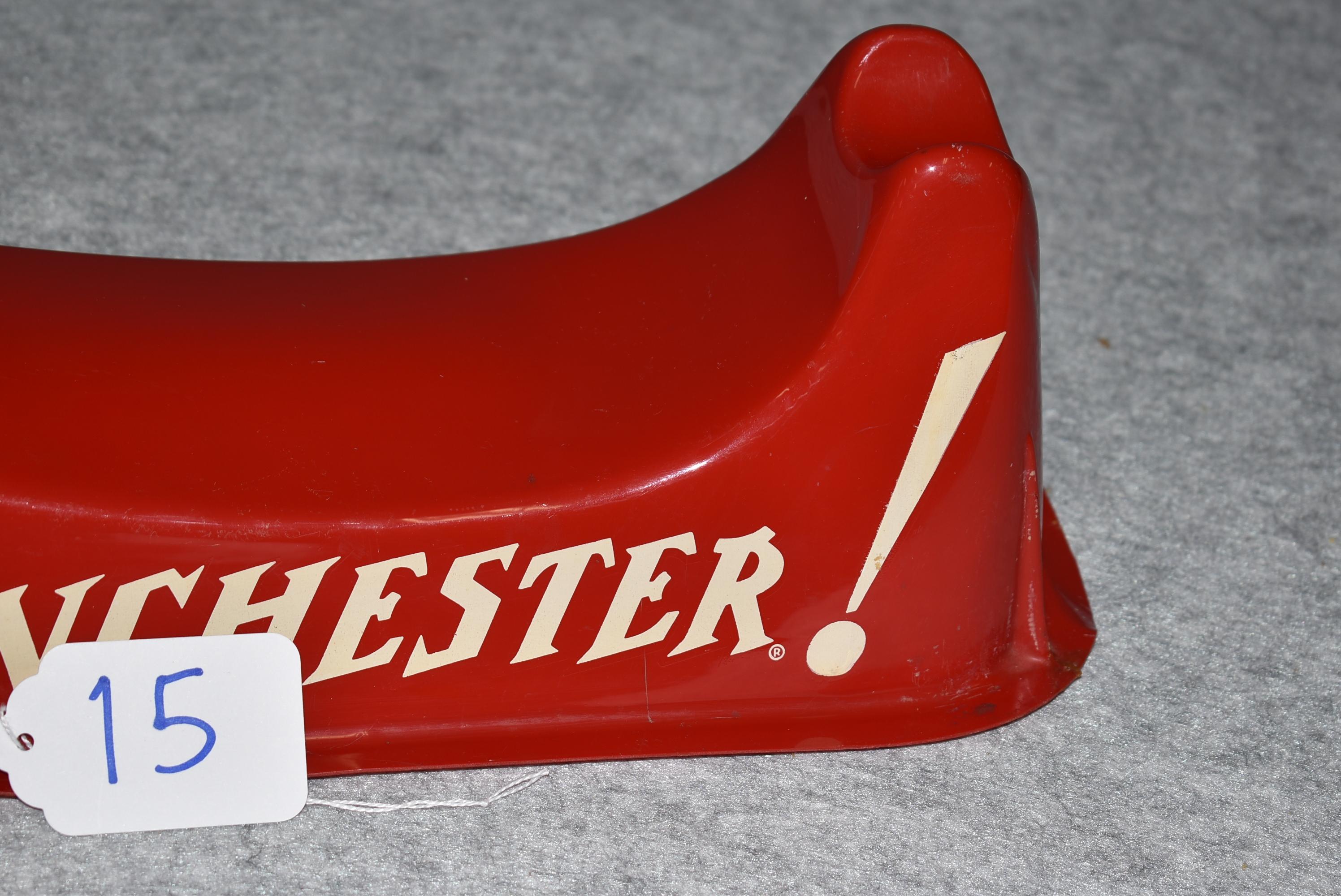 “It’s A Winchester!” Red Plastic Countertop Gun Display – 18” Long, 6½” Wide, 5½” High