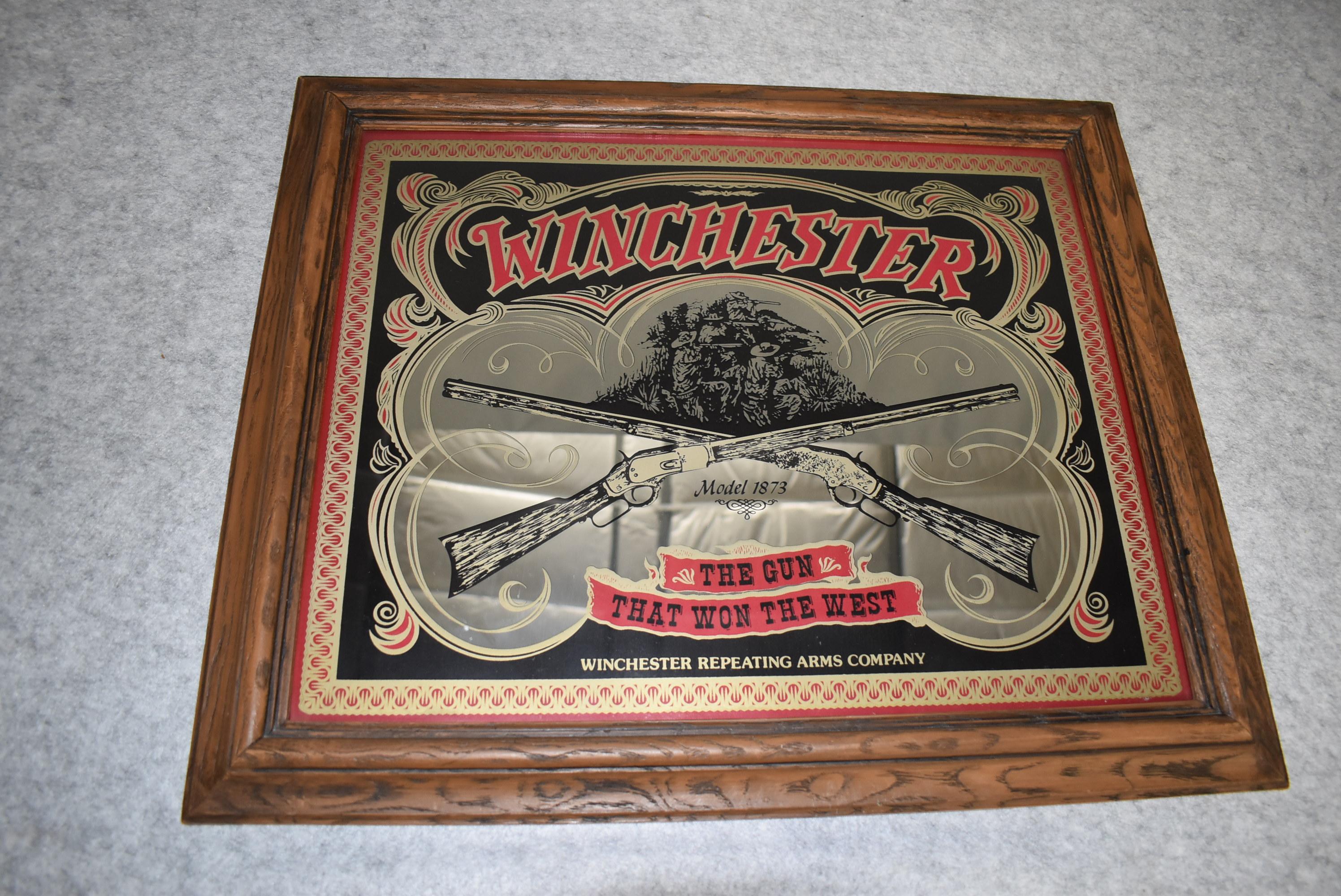 Winchester – Wall Mirror Featuring “The Gun That Won The West” (Model 1873) Winchester Repeating Arm