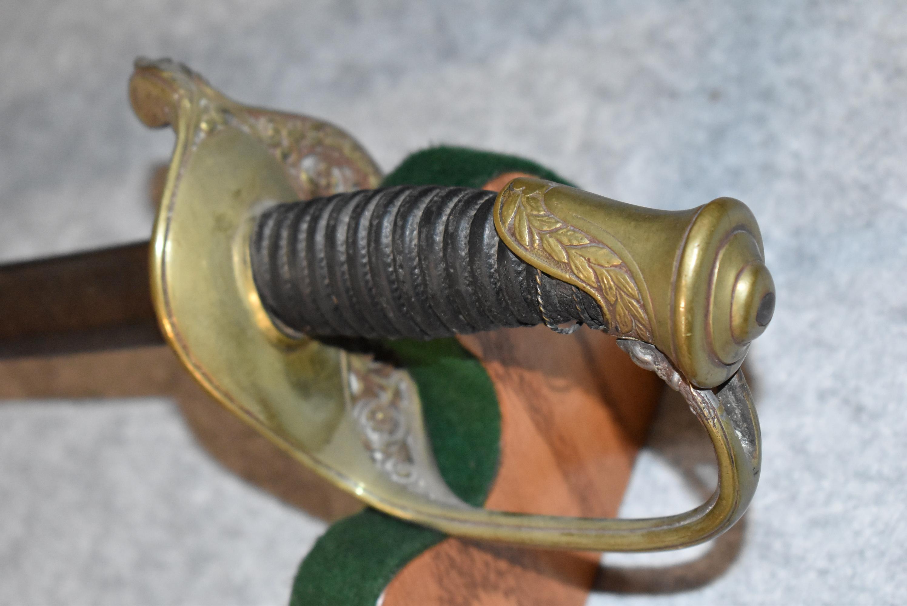 U.S. Model 1850 Foot Officer’s Sword – Note:  Wire Grip Wrapping Missing – w/Scabbard