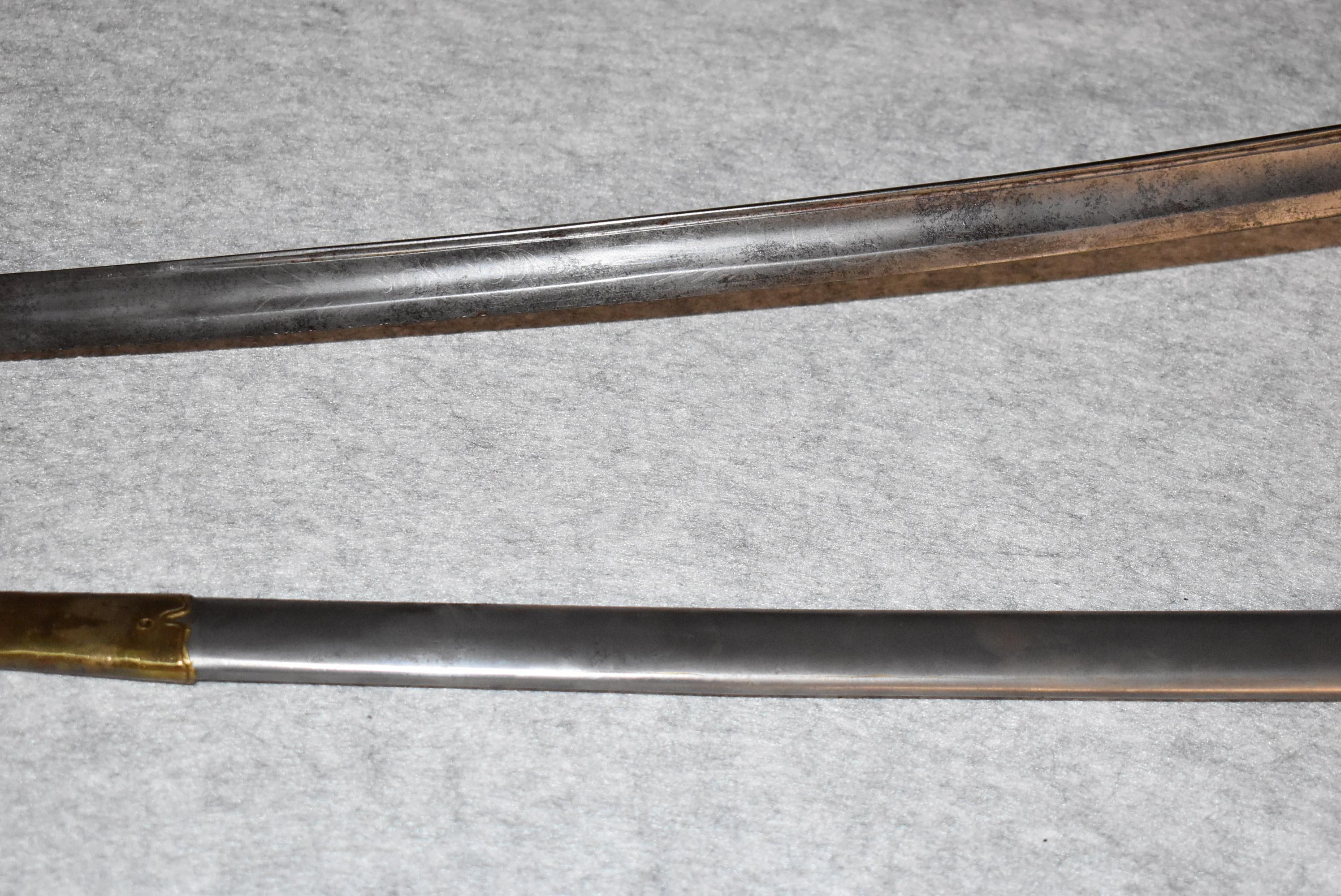 U.S. Model 1850 Foot Officer’s Sword – Note:  Wire Grip Wrapping Missing – w/Scabbard