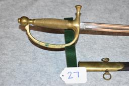 Ames U.S. Model 1840 Musicians Sword – Dated 1862 – w/Unusual Double Hanger Scabbard