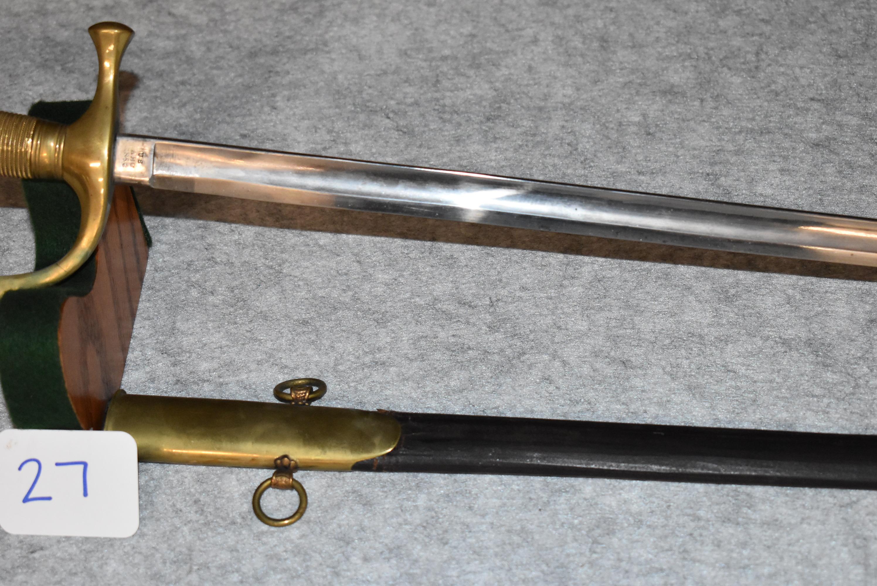 Ames U.S. Model 1840 Musicians Sword – Dated 1862 – w/Unusual Double Hanger Scabbard