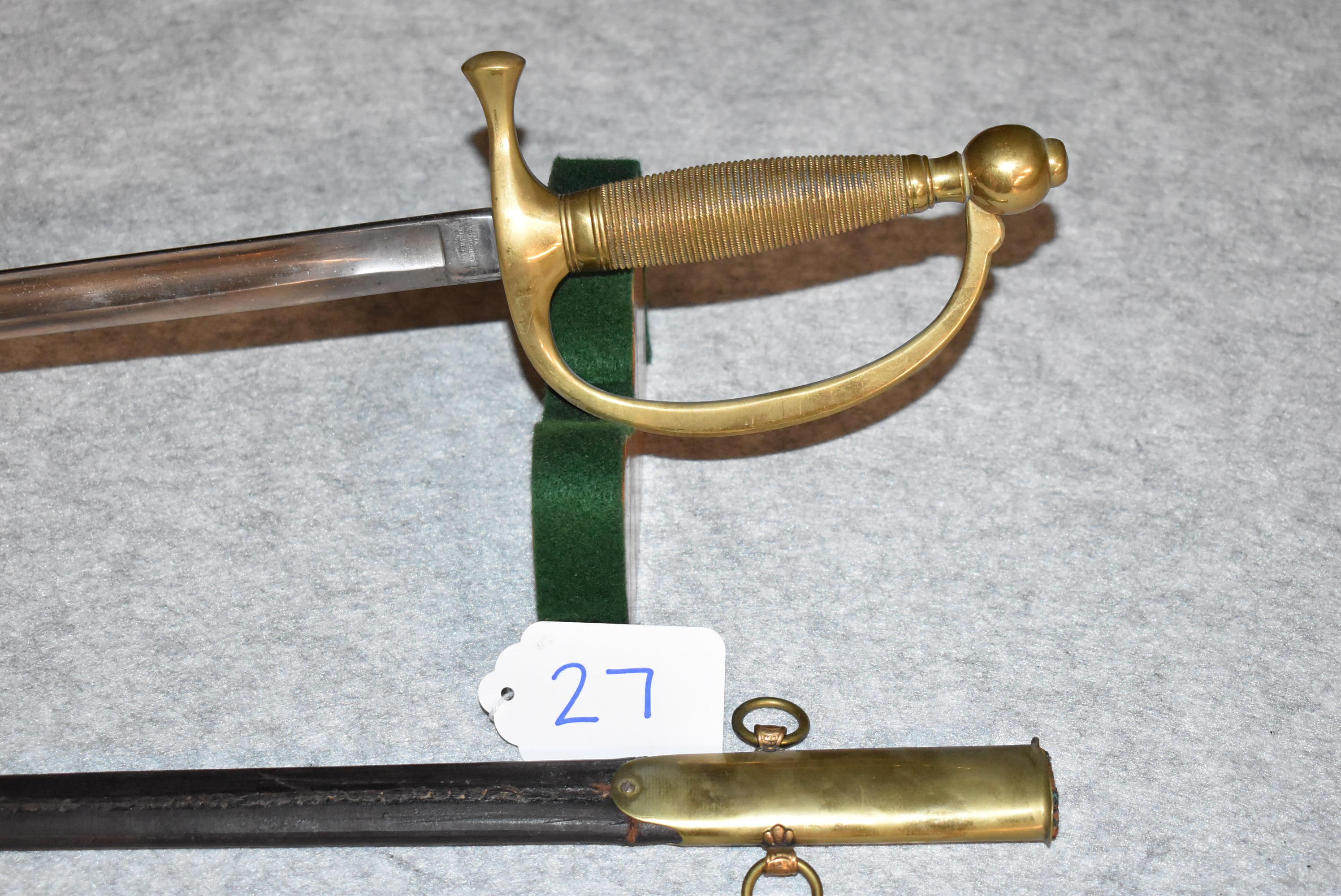 Ames U.S. Model 1840 Musicians Sword – Dated 1862 – w/Unusual Double Hanger Scabbard