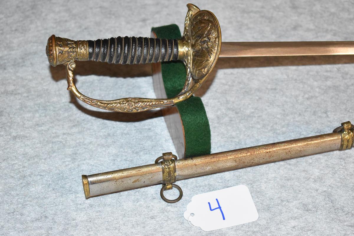 Post War Mfg. U.S. Model 1860 Pattern Field & Staff Officer’s Sword – w/Plain Blade – w/Scabbard