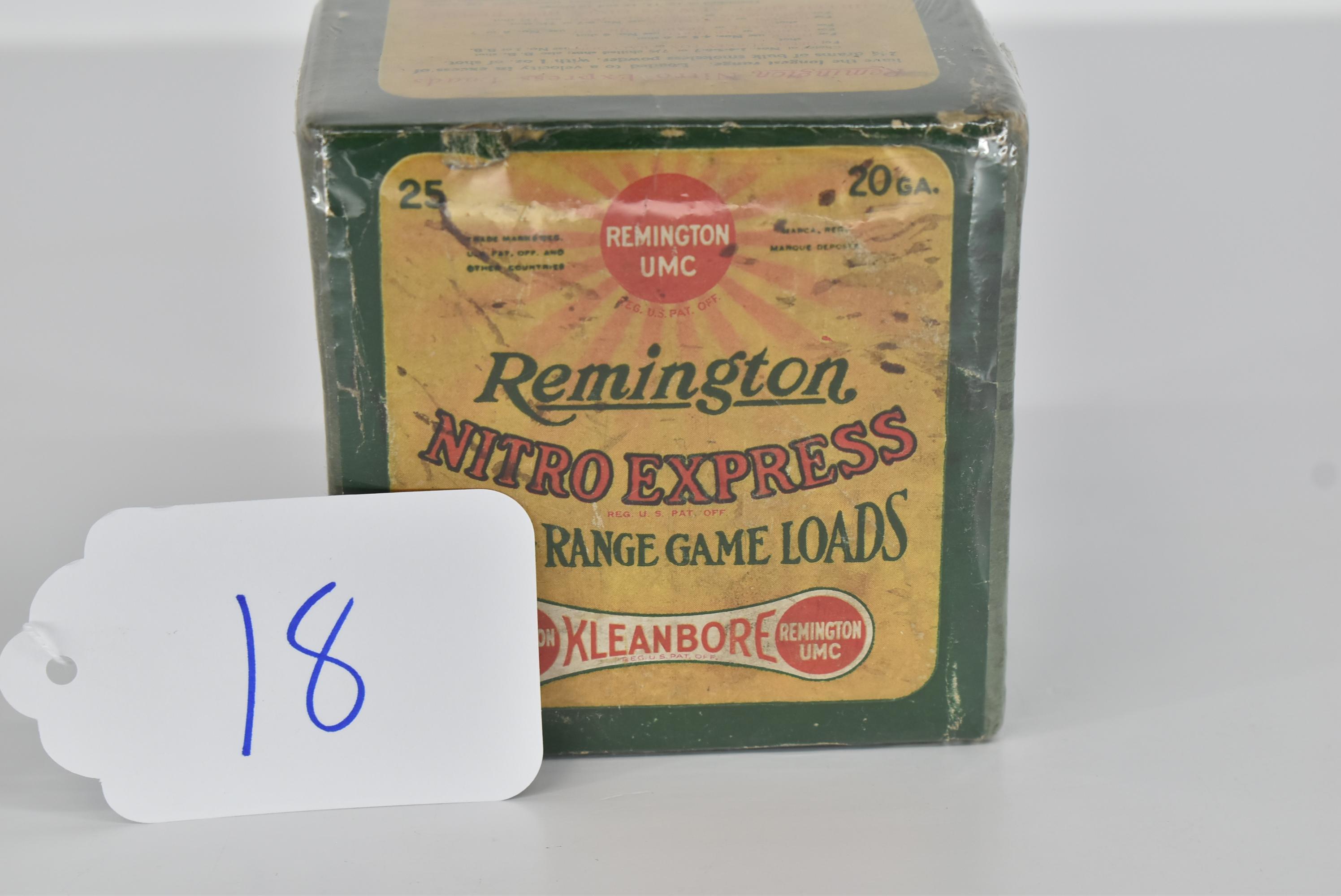 Remington – “Nitro Express” – 20ga. 4 Shot 2pc. BOA, w/Flying Mallard Duck, Appears Almost Full, WTO