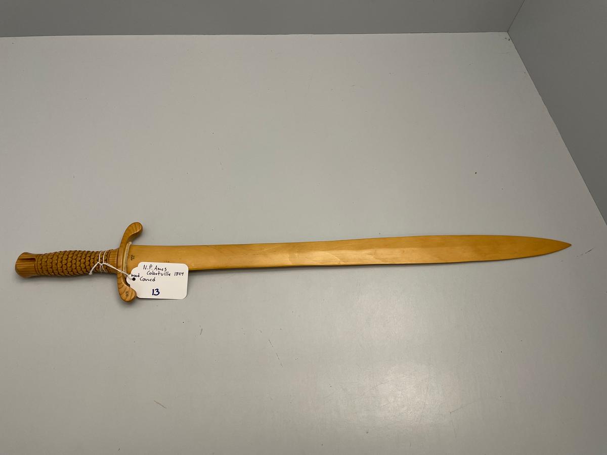 N.P. Ames Cabotville 1847 Wood Carved Sword – Overall Length is 26 ¾”.