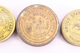 3 Musket Percussion Cap Tins – All Appear Full