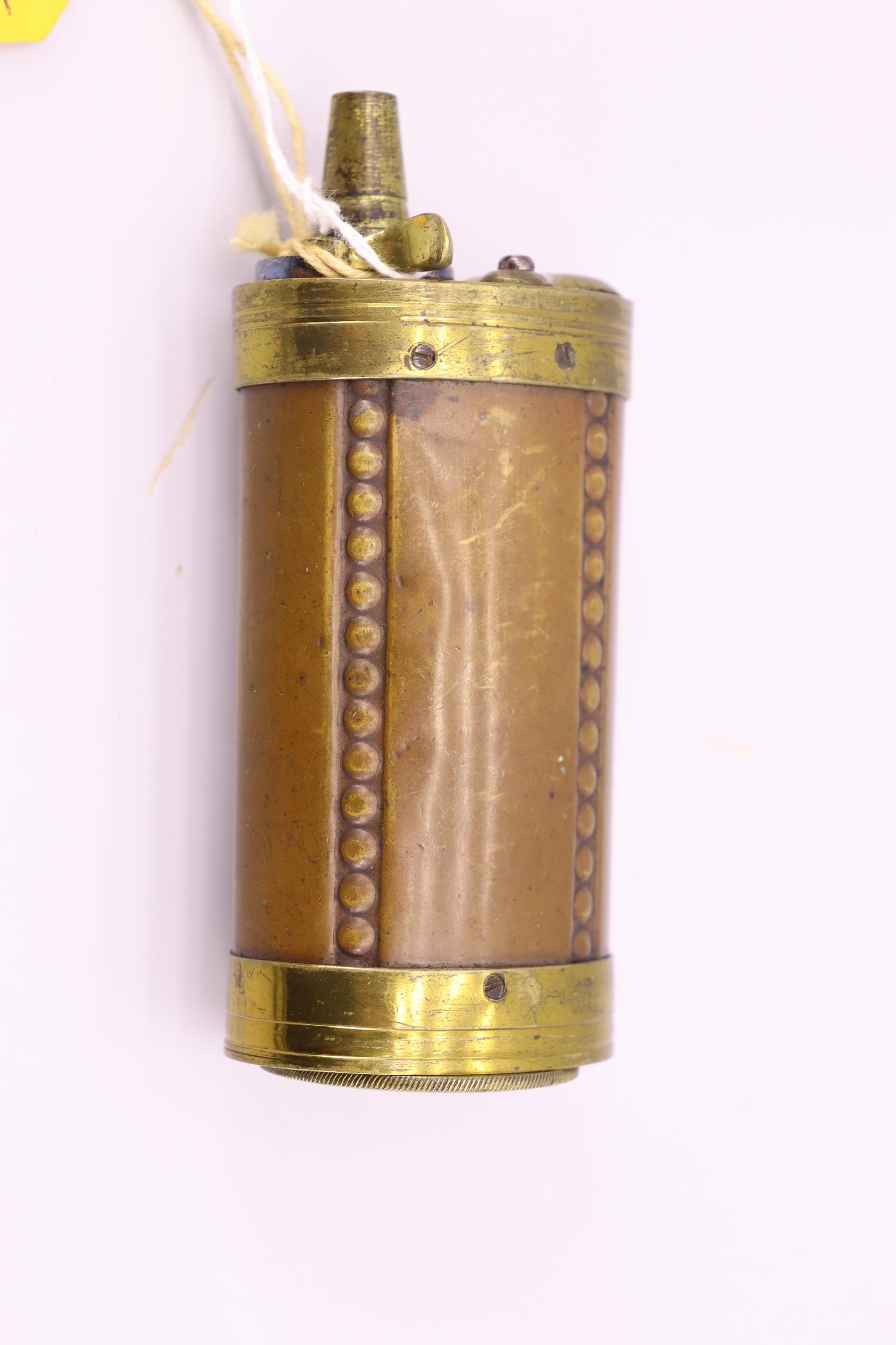 Copper and Brass Powder Flask w/bullet Receptacle in Top and Flint “Screw off” Receptacle in Bottom,