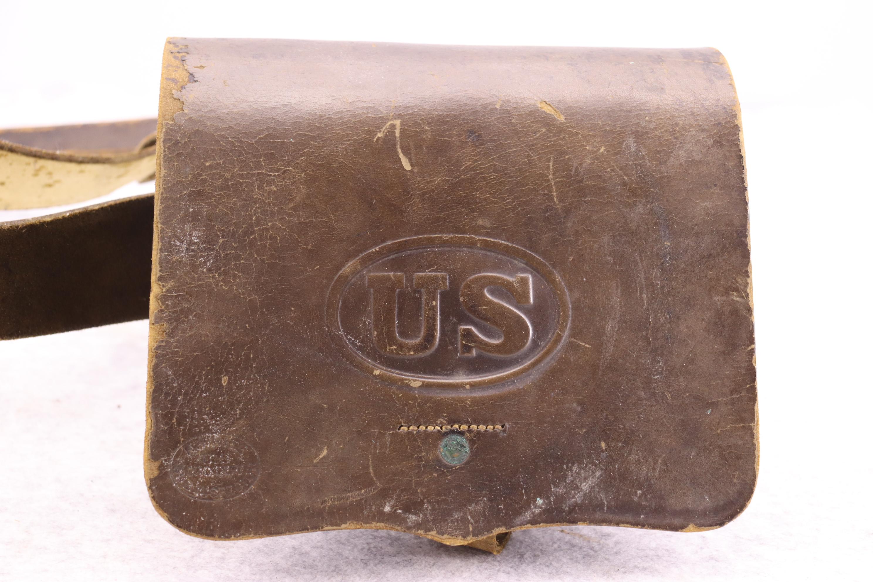 Civil War Leather goods Consisting of U.S. Cartridge box w/Tins by S.H. Young Co., R. White Mfg. Cap