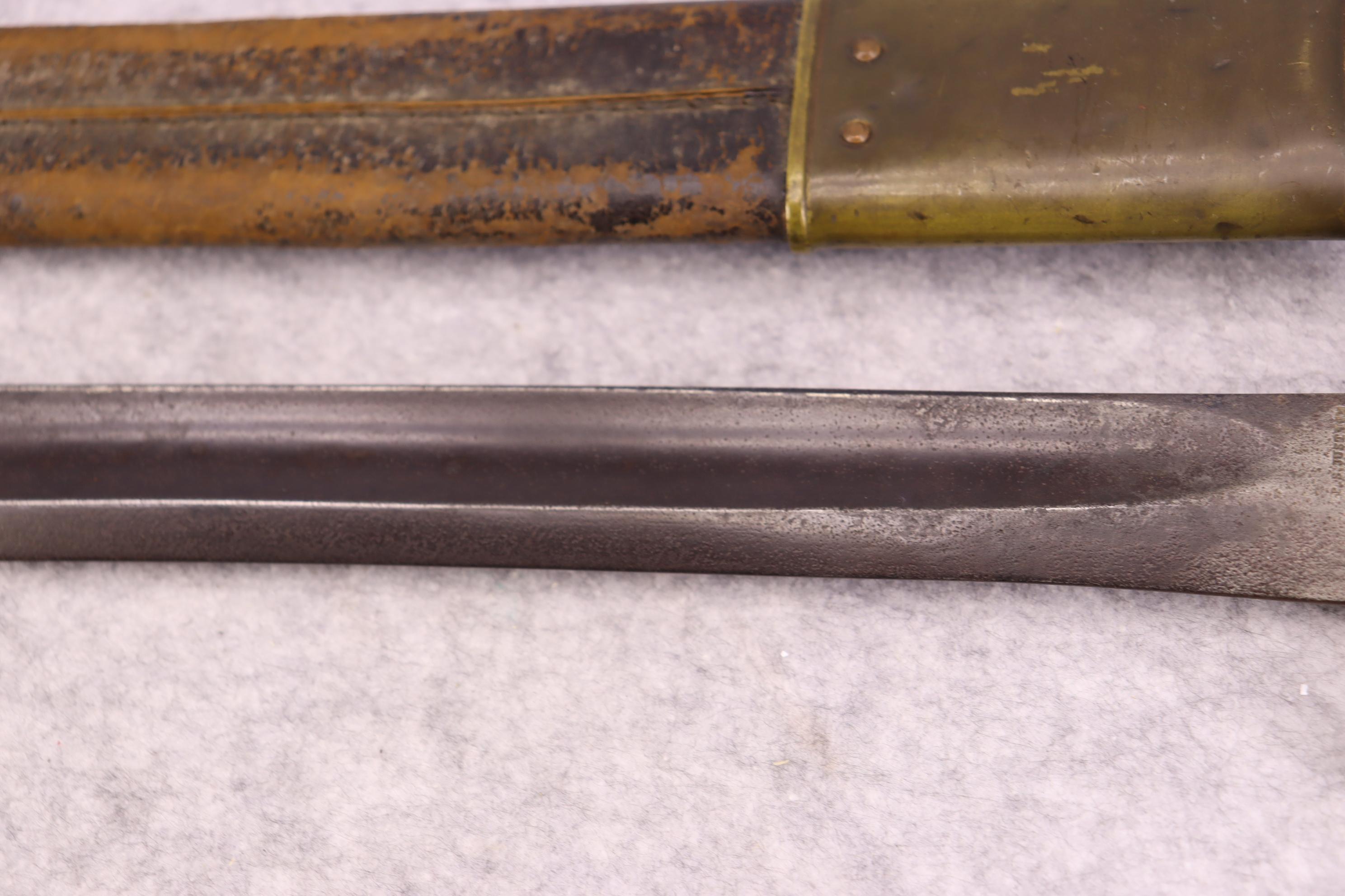 P.S. Justice Rifle Model 1861 Type No. II Saber Bayonet w/Scabbard – Visible P.S Justice Phila Marki