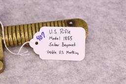 U.S. Rifle Model 1855 Saber Bayonet Visible U.S Marking